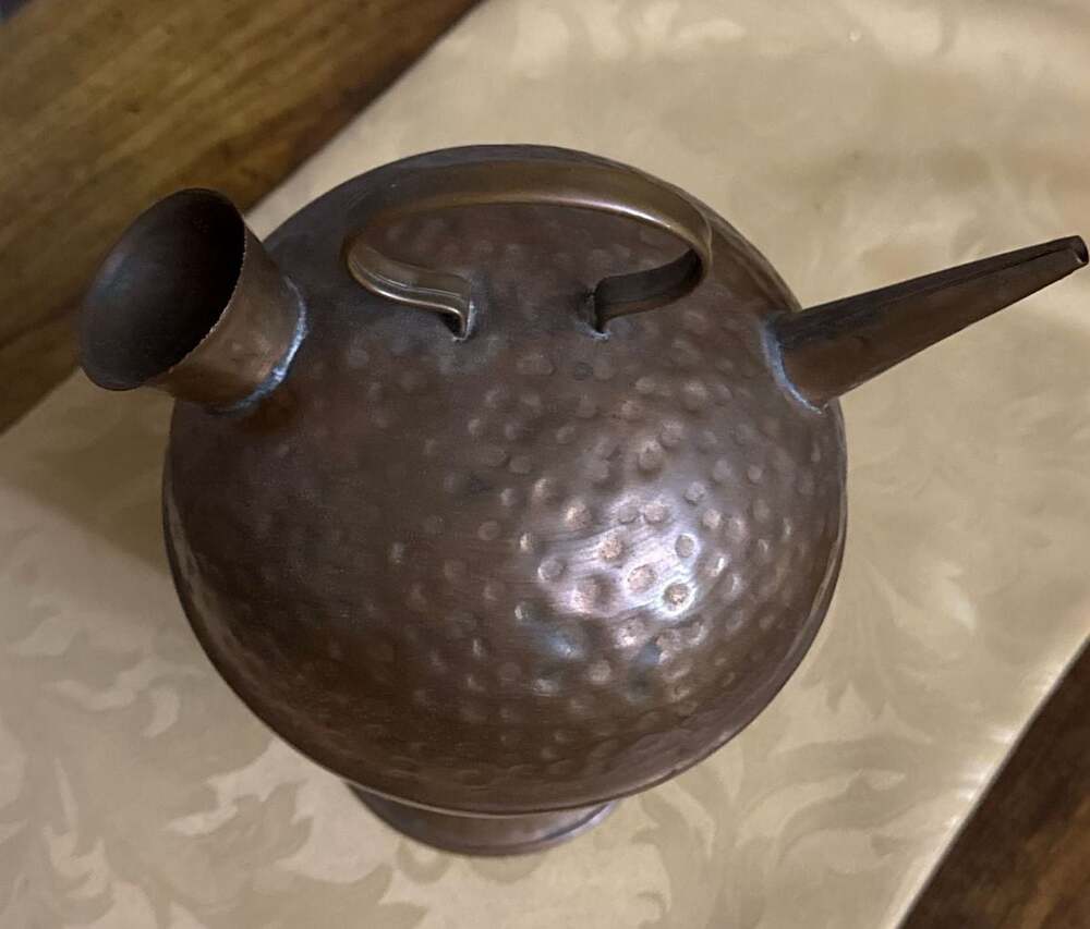 Tinned Copper Hand-Hammered Teapot with Flared Rim - Picture 2 of 3